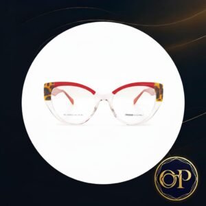mossi occhiali – gafa Óptica dama transparente con rojo y carey cat eye